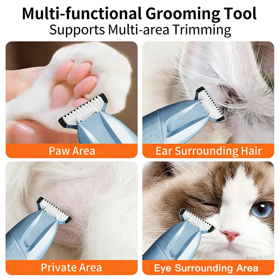 Pet Hair Clipper Rechargeable Electric Trimmer with LED Light Precision Grooming Tool - Purple