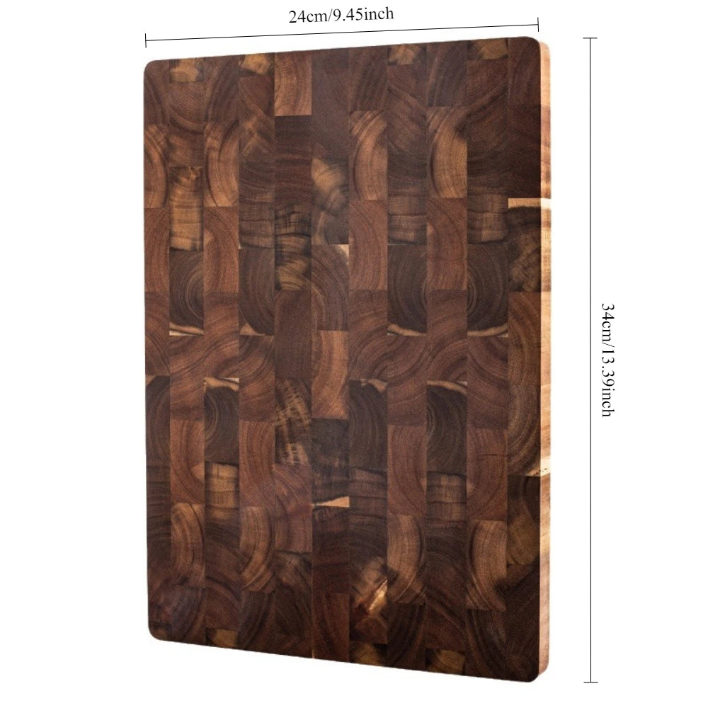 Double-Sided Acacia Wood Cutting Board 34x24cm Drain Groove Design