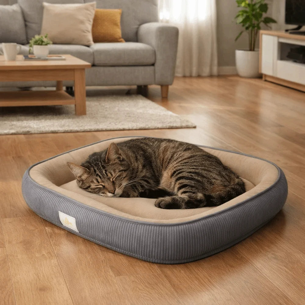 Pet Cushion Raised Thickened Pet Bed Removable Washable Warm Sleeping Pad for Dogs and Cats – Grey