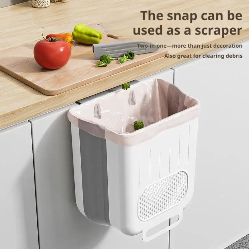 Hanging Rubbish Bin 6L Foldable Kitchen Cabinet Door Waste Bin - White
