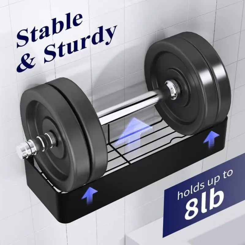 Large Adhesive Shower Caddy 2 Pack Wall Mounted Metal Bathroom Storage Shelves – Black