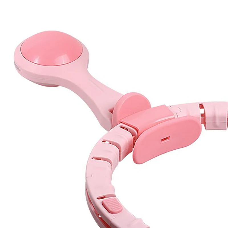 Smart Weighted Hula Hoop Adjustable Fitness Massage Ring with Counter and Ball for Waist Training - Pink