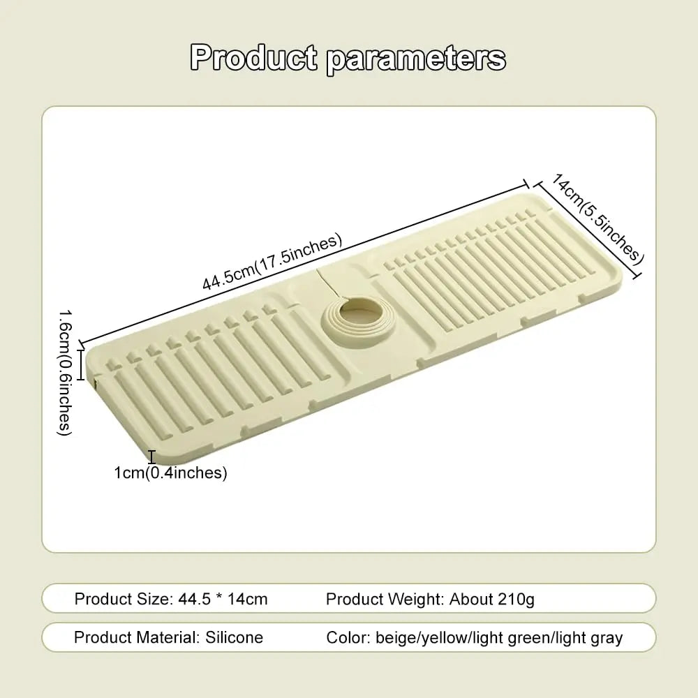 Silicone Sink Draining Mat Fast Drying Faucet Splash Guard Countertop Protector – Grey