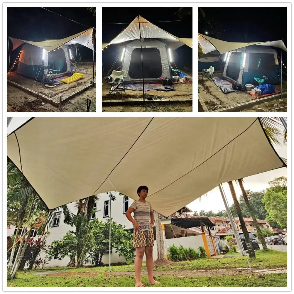 5.1×5.1m Large Waterproof Butterfly Camping Tarp Sun Shelter – Green