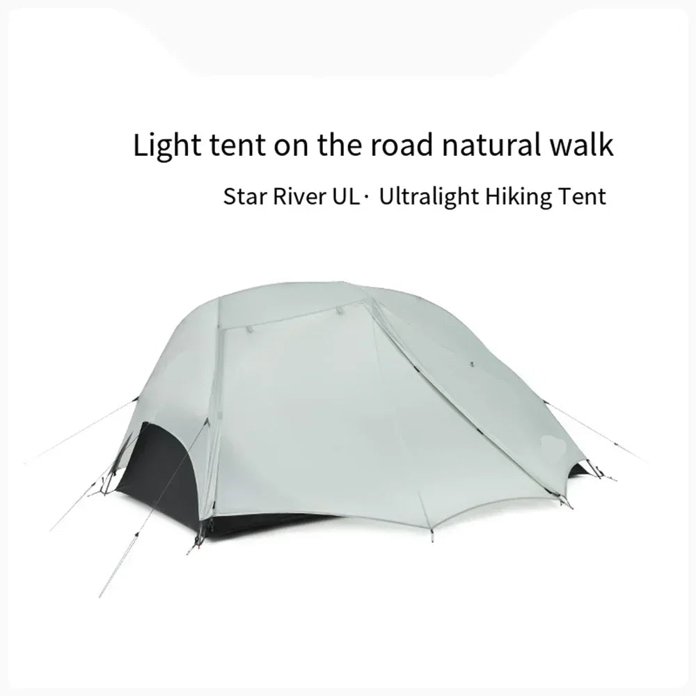 Camping Tent 2 Person Ultralight Waterproof Backpacking Shelter Double Layer – Light Grey