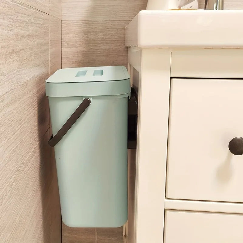 Rubbish Bin 5L Quiet Close Lid Small Rectangular Benchtop Waste Bin - Blue