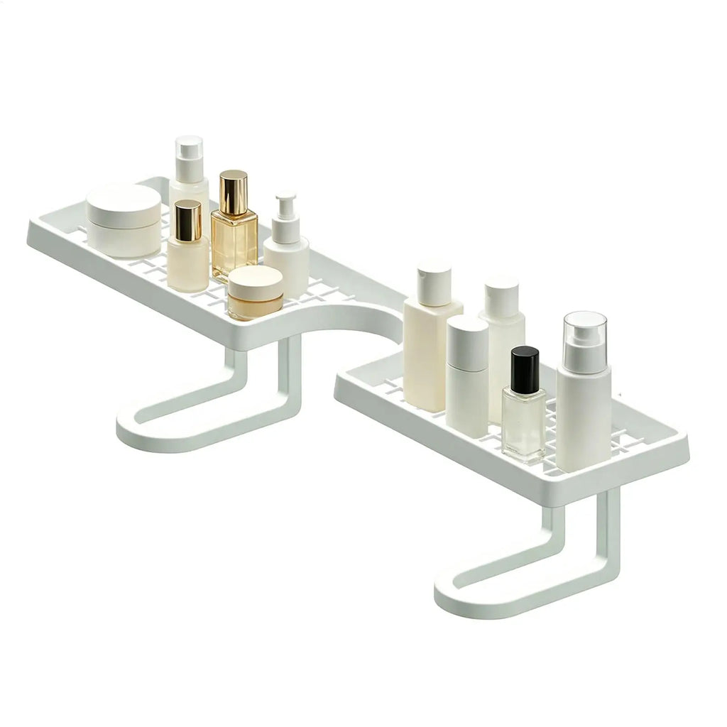 Over Sink Bathroom Shelf 50cm No-Drill U-Shaped Faucet Storage Rack – White