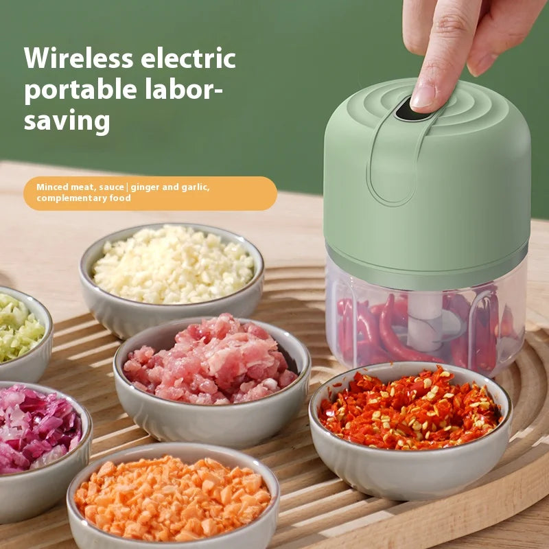 Electric Food Chopper 250mL USB Rechargeable Mini Garlic Meat Vegetable Grinder – Pink