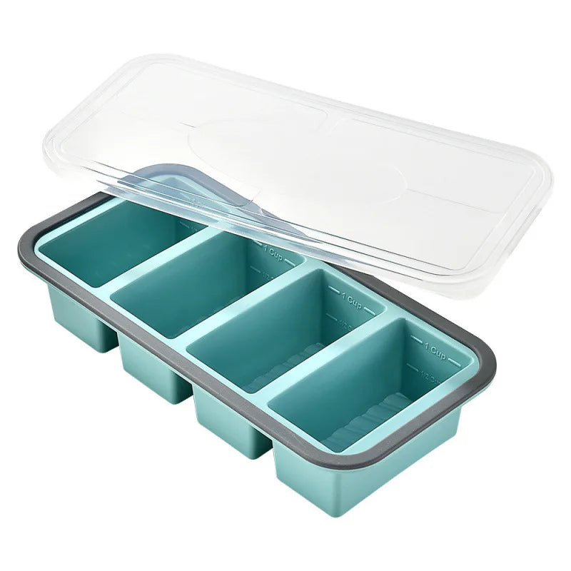 Silicone Freezer Soup Cube Tray with Lid BPA Free Food Storage Meal Prep Mold – Green