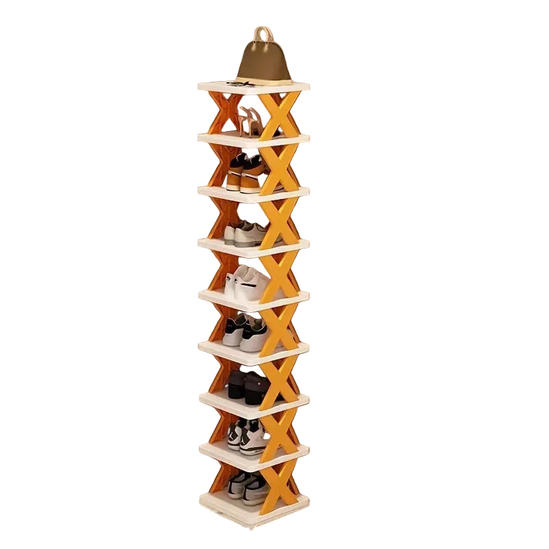 9-Tier Vertical Shoe Rack – Space-Saving Tall & Narrow Home Storage - Orange