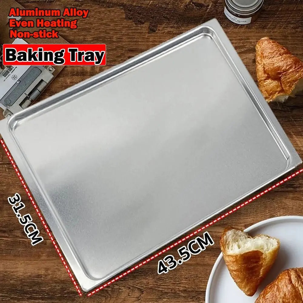 Non-Stick Aluminum Baking Tray 31.5 × 43.5cm Rectangular Oven Baking Sheet for Cookies Bread and Pastries – Light Grey