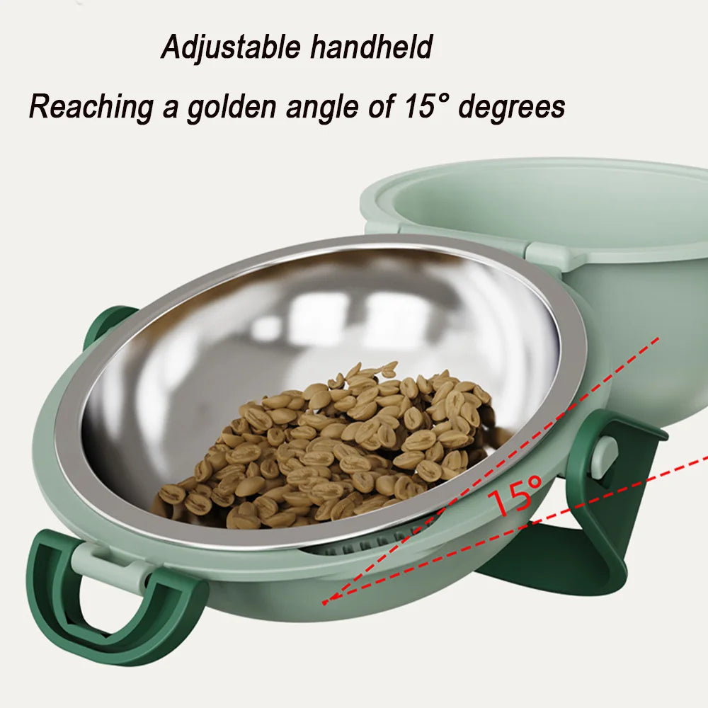 Portable Pet Feeding Bowl Foldable Dual Food and Water Dish for Outdoor Travel and Hiking – White