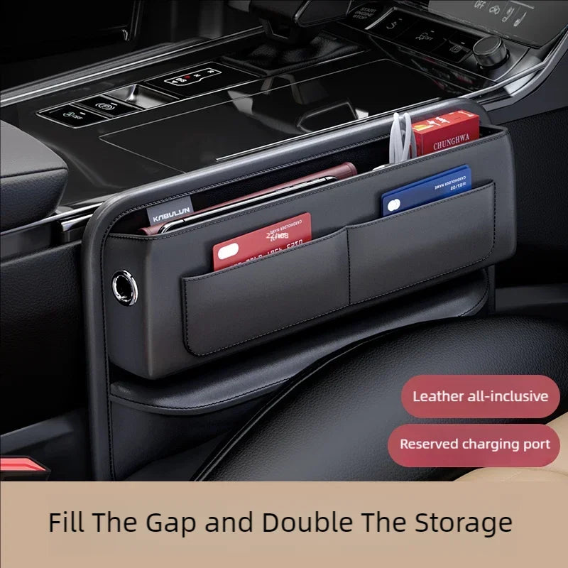 Car Storage Organiser PU Leather Seat Crevice Pocket Multiple Card Slots Central Console Holder