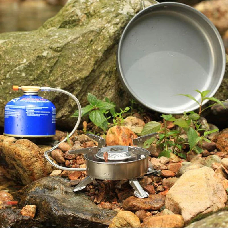 Camping Stove 2270W Gas Burner Windproof Portable Outdoor Cooker – Silver