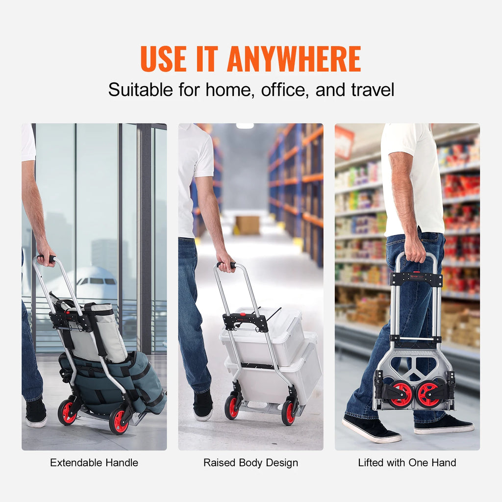 Folding Hand Truck 80kg Capacity Aluminum Alloy Portable Dolly Cart – Silver