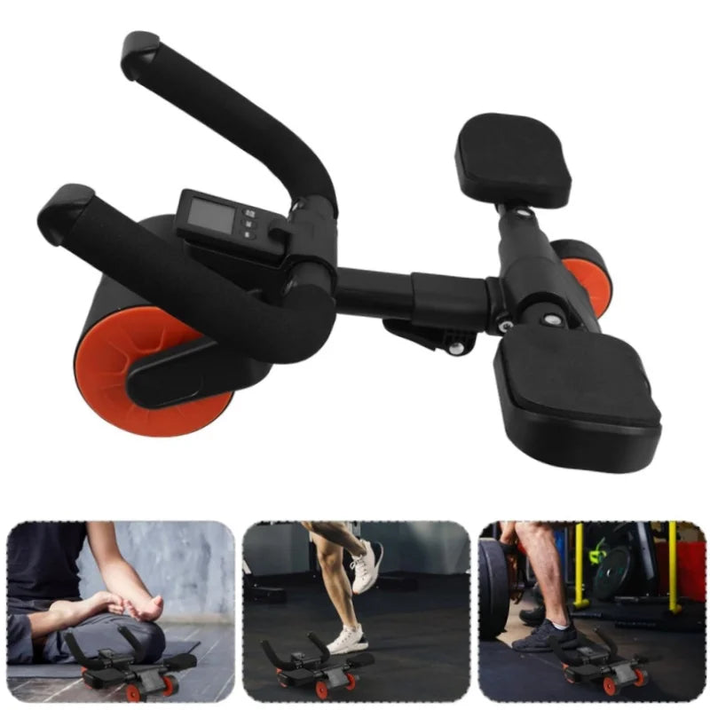 Adjustable Ab Roller Four Wheel Rebound Core Trainer Plank Support Fitness Equipment - Orange