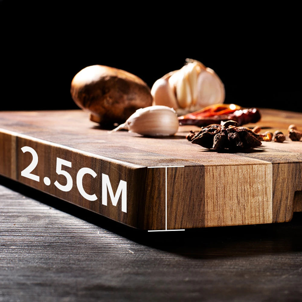 Double-Sided Acacia Wood Cutting Board 34x24cm Drain Groove Design