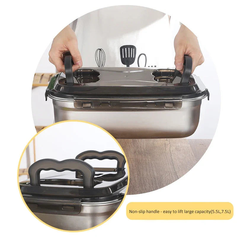 Lunch Box 3.8L 304 Stainless Steel Food Storage Container with Sealed Lid and Carry Handle