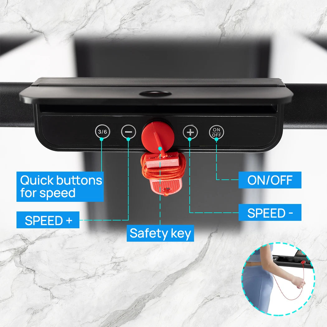 Treadmill 120kg Capacity Foldable Walking Pad with Bluetooth Speakers and Remote – Black