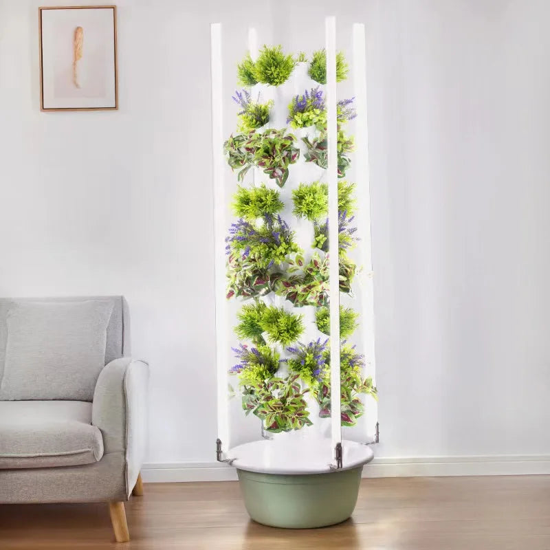 Hydroponic Tower 5 Layer Vertical Planting System with LED Grow Light