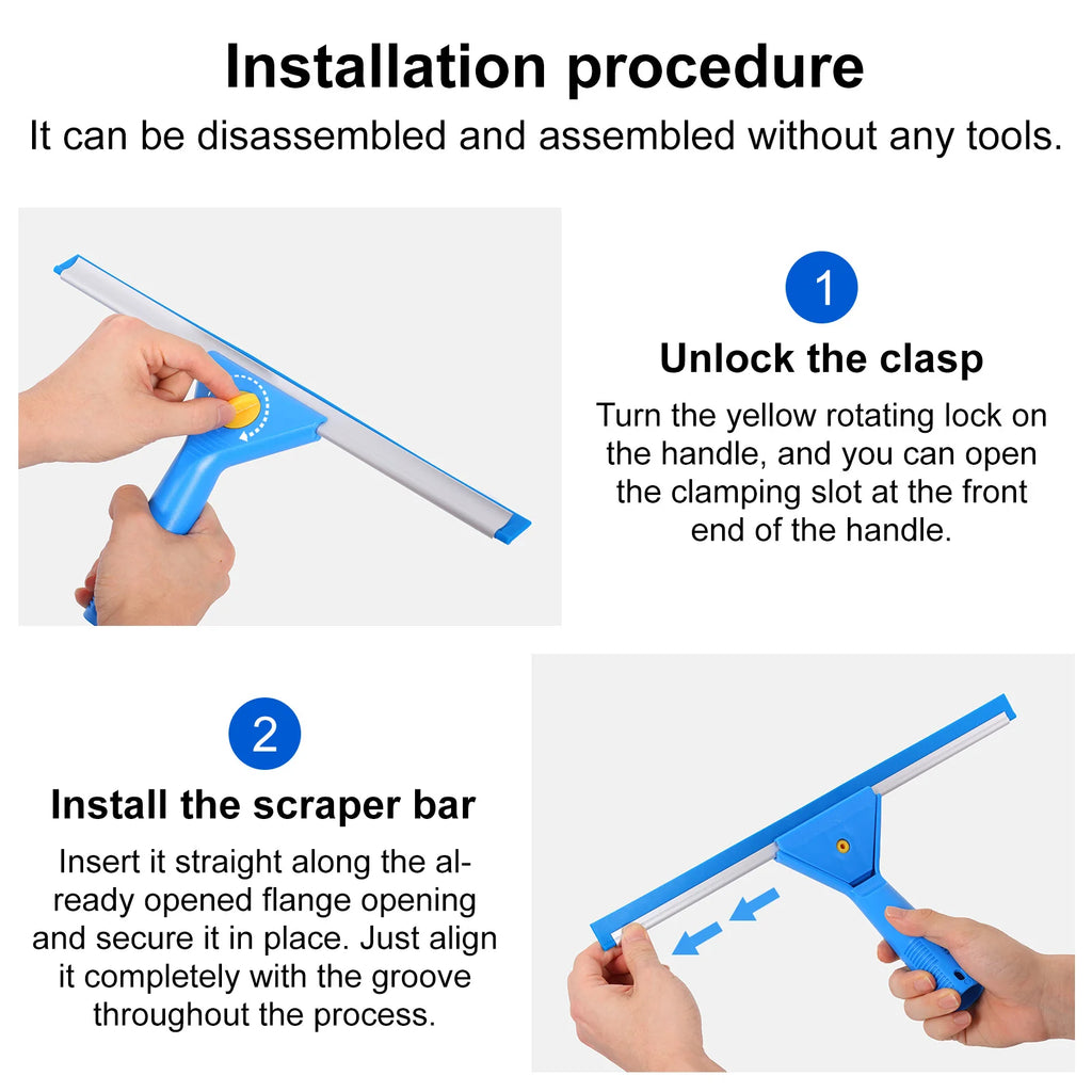 Window Cleaning Kit 12L Adjustable Long Handle Squeegee and Microfibre Scrubber with Bucket