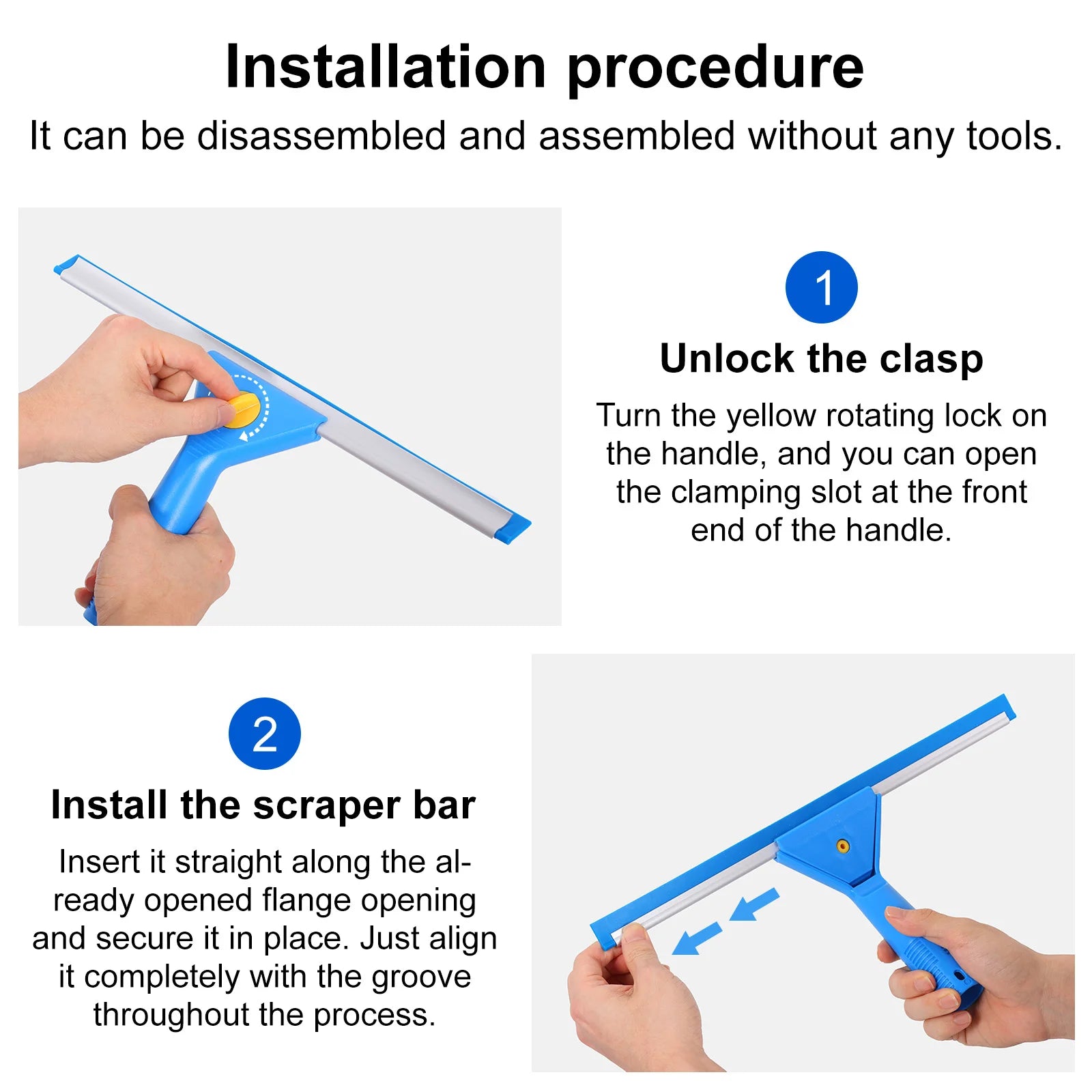 Window Cleaning Kit 12L Adjustable Long Handle Squeegee and Microfibre Scrubber with Bucket