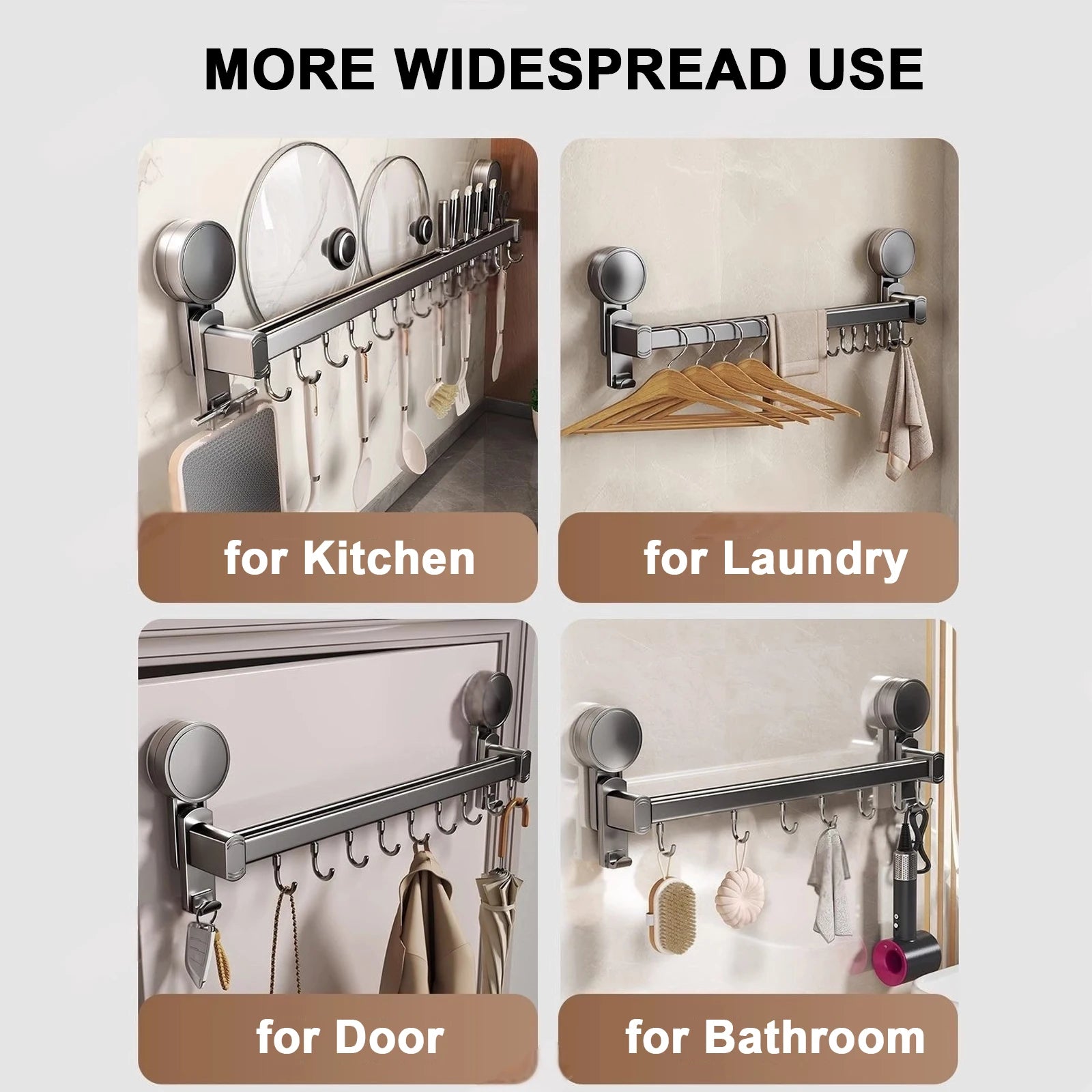 Kitchen Shelf 30cm Wall Mounted Drainage Storage Rack with 6 Hooks No Drill Installation