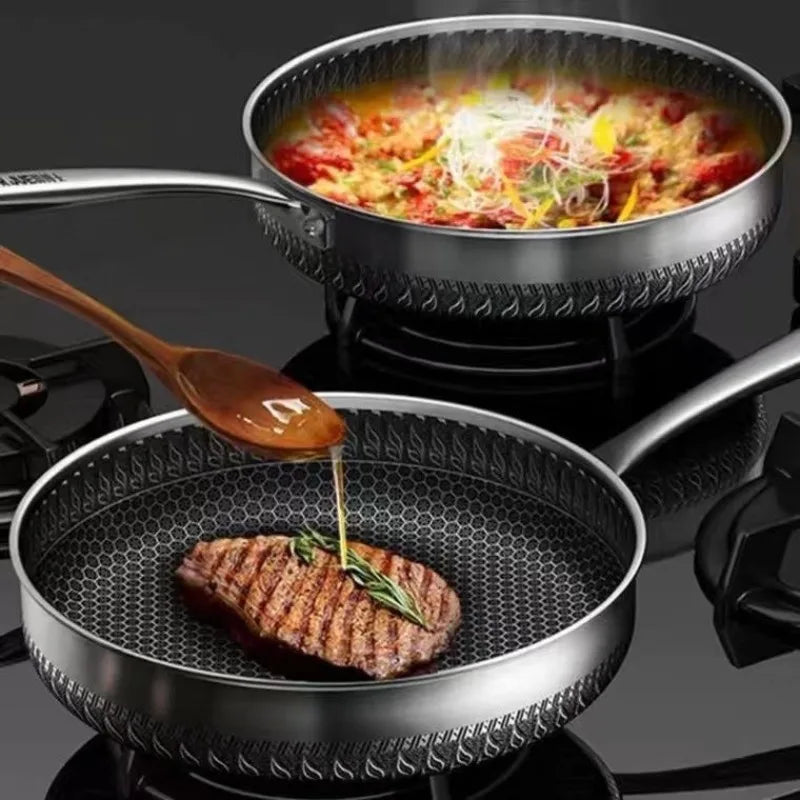 Stainless Steel Frying Pan 30cm Thickened Cooking Pan Induction Compatible