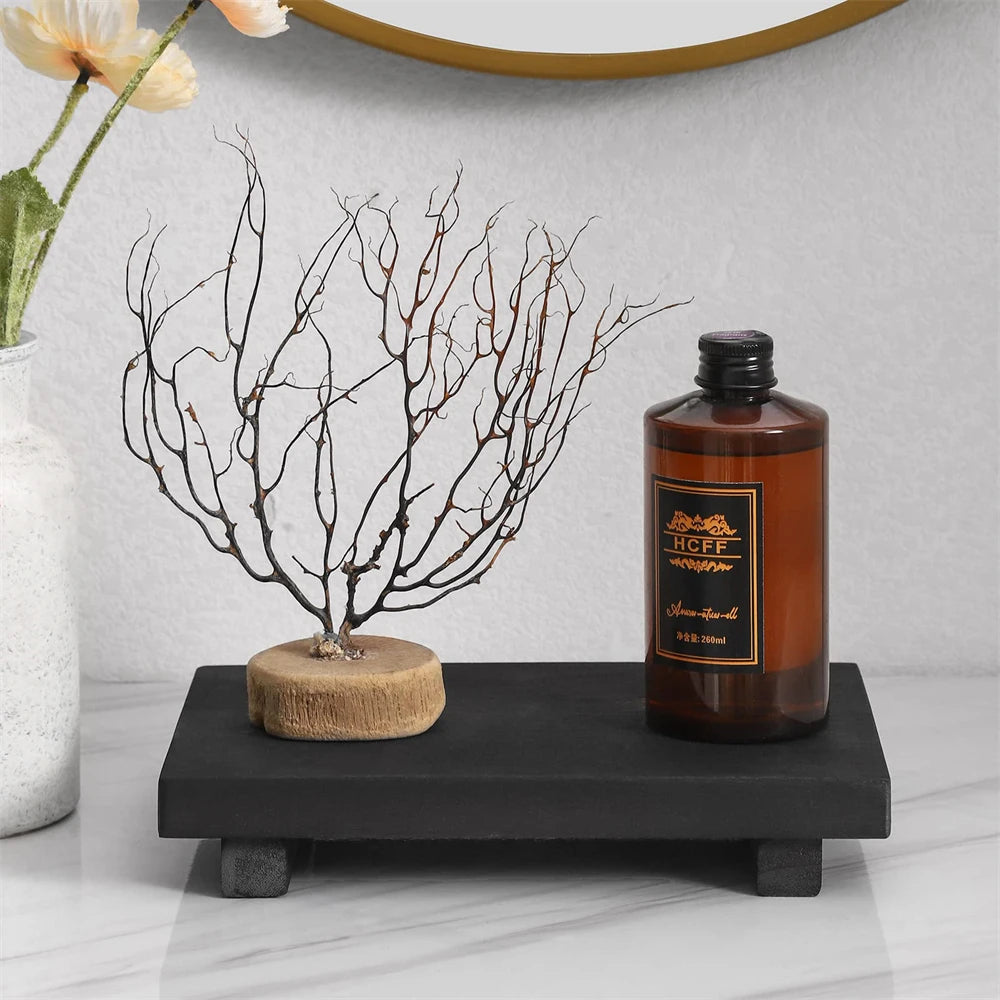 Handmade Wooden Pedestal Stand Bathroom Counter Riser Kitchen Soap Tray Rustic Display Shelf – Walnut