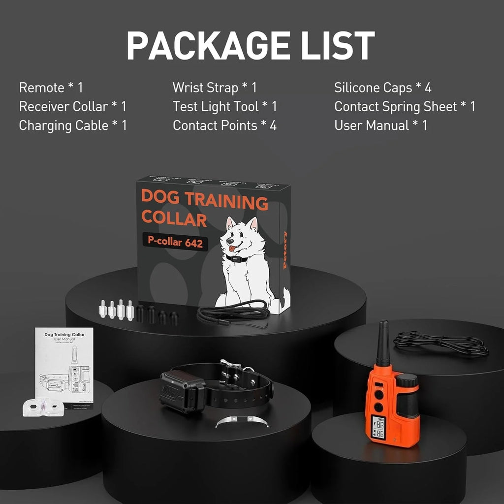 Dog Training Collar Rechargeable Waterproof Remote Trainer 600 m Range with Adjustable Beep and Vibration - Dual