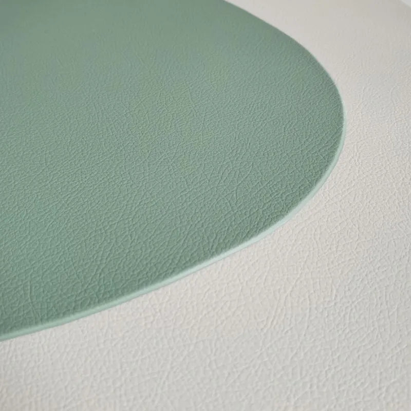 PU Leather Placemats and Coasters Set of 4 Waterproof Heat-Resistant - Green