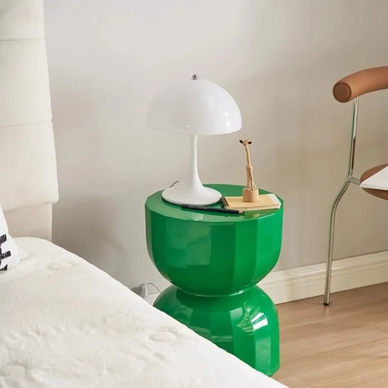 Side Table 45cm Hourglass Shape Stool Accent Coffee Table – Green