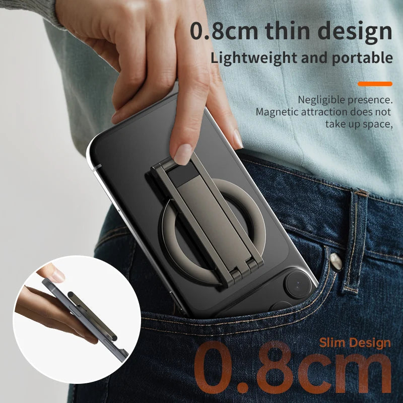 Magnetic Phone Holder Flexible Rotating Travel Mount for Selfies - Black