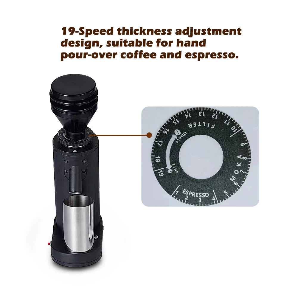 Electric Coffee Grinder 40mm Titanium Burr Adjustable Espresso Grinder - Black