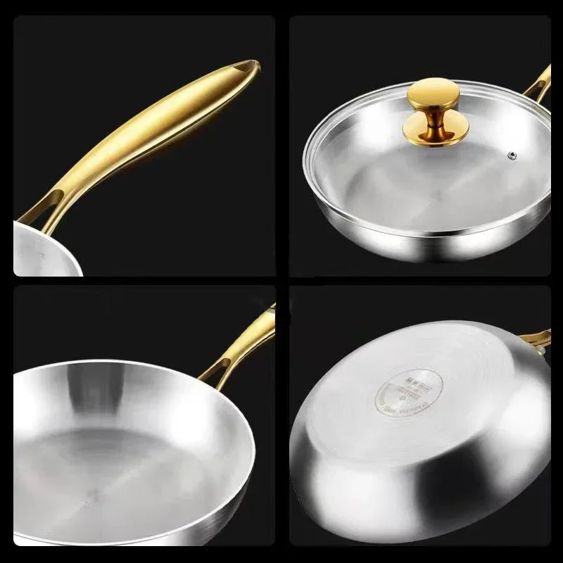 Frying Pan 30cm 316 Stainless Steel Chef Wok for Gas & Induction Cooking