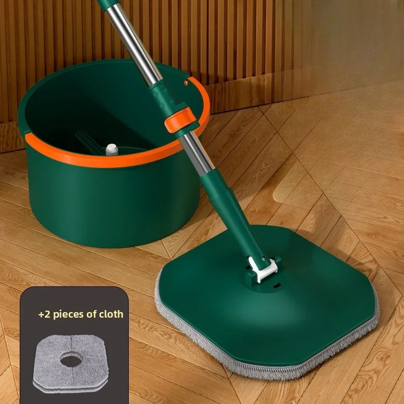Spin Mop Bucket Set 360° Flat Floor Cleaning Mop with 2 Microfibre Cloth Pads