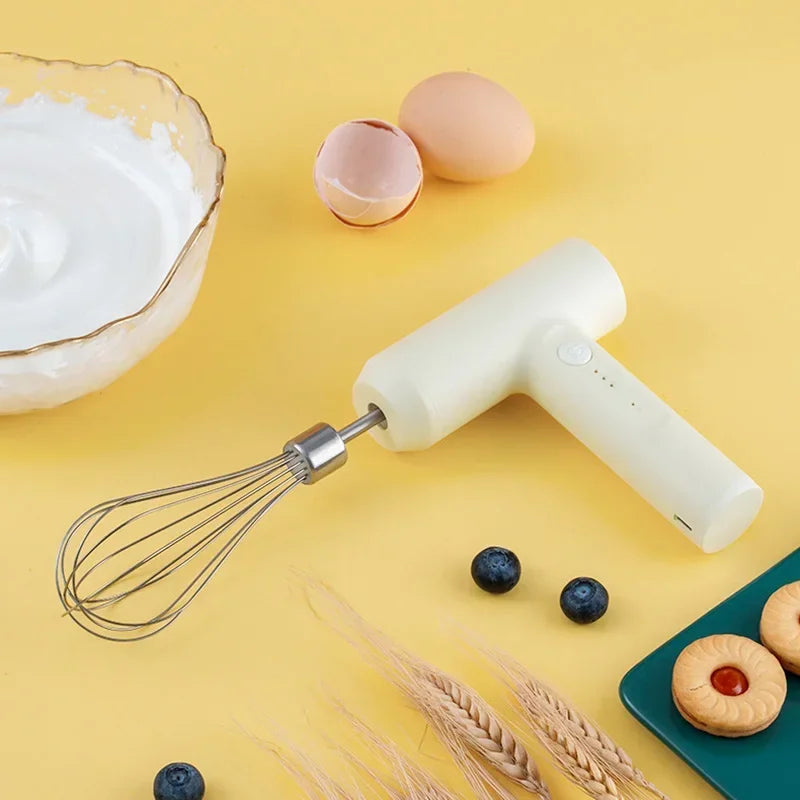 Electric Egg Beater USB Rechargeable 3 Speed Handheld Mixer with 2 Stainless Steel Whisks