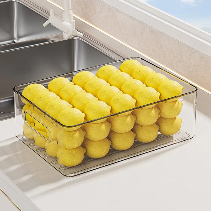 Fridge Organizer Stackable Clear Food Storage Bin with Handles