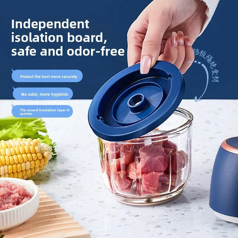 Electric Food Chopper 350 mL 6 Blade USB-C Rechargeable Garlic Mincer - White
