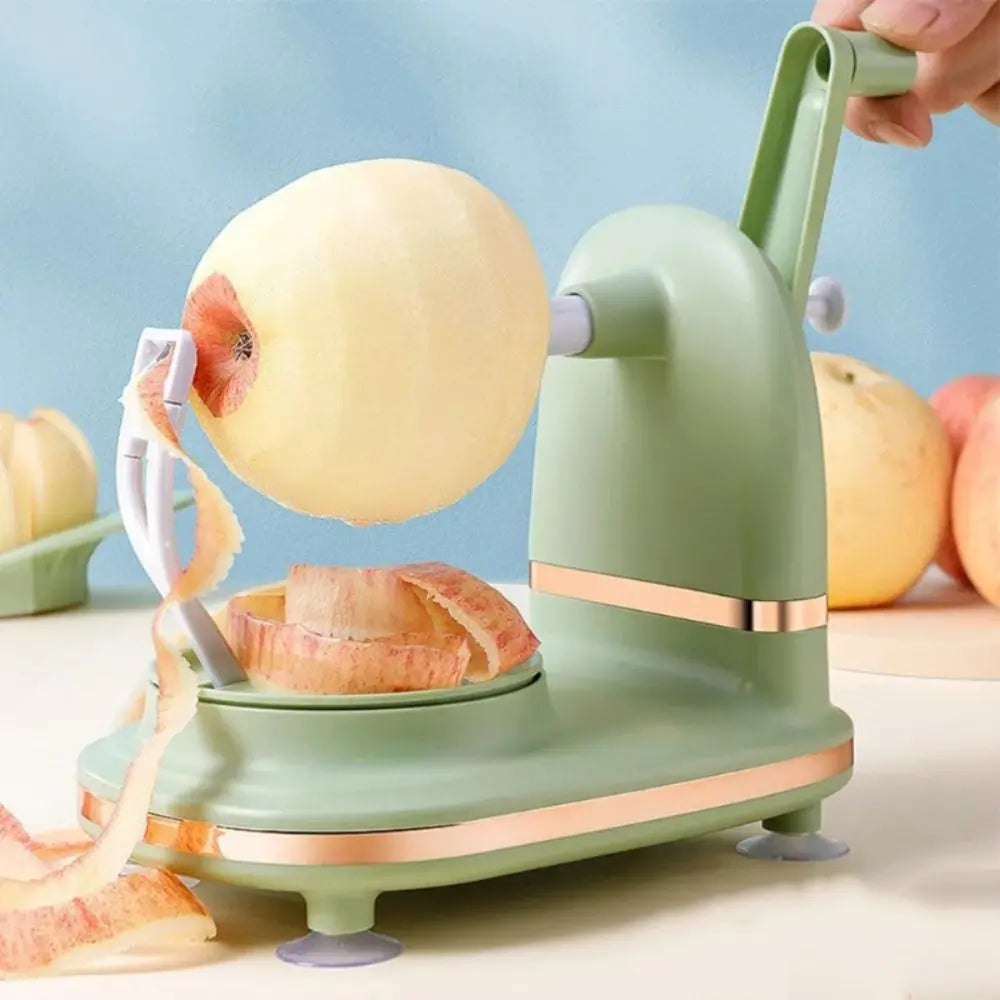 Manual Hand Crank Fruit Peeler with Suction Base Stainless Steel Rotating Peeling Machine – Light Green