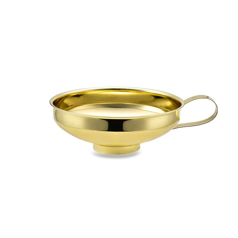 Small Golden Stainless Steel Canning Funnel Wide Mouth Kitchen Funnel for Mason Jars