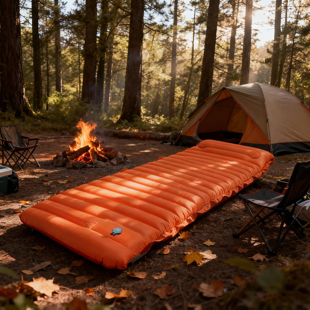Camping Sleeping Pad Inflatable Mattress Extra Thick 4 Inch Ultralight Foldable Hiking Bed - Green