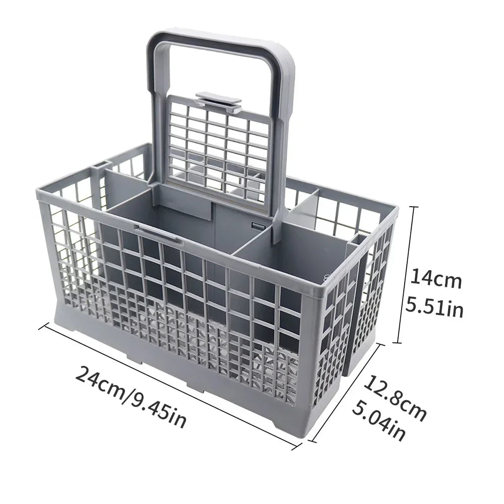 Universal Dishwasher Cutlery Basket Replacement Utensil Holder with Removable Handle – Grey