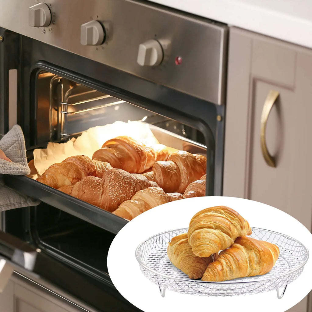 Air Fryer Rack Set 3 Tier Stackable 304 Stainless Steel Dehydrator Grill Basket Round