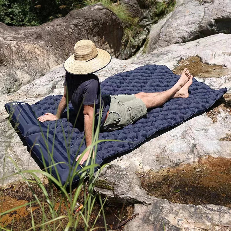 Double Camping Sleeping Pad Inflatable Mattress 200cm Portable Folding Bed – Khaki