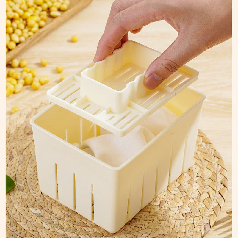 DIY Tofu Making Mold Homemade Soybean Curd Press with Filter Cloth – Yellow
