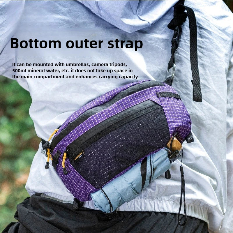 Hiking Chest Bag Waterproof Crossbody Travel Sling Backpack - Purple