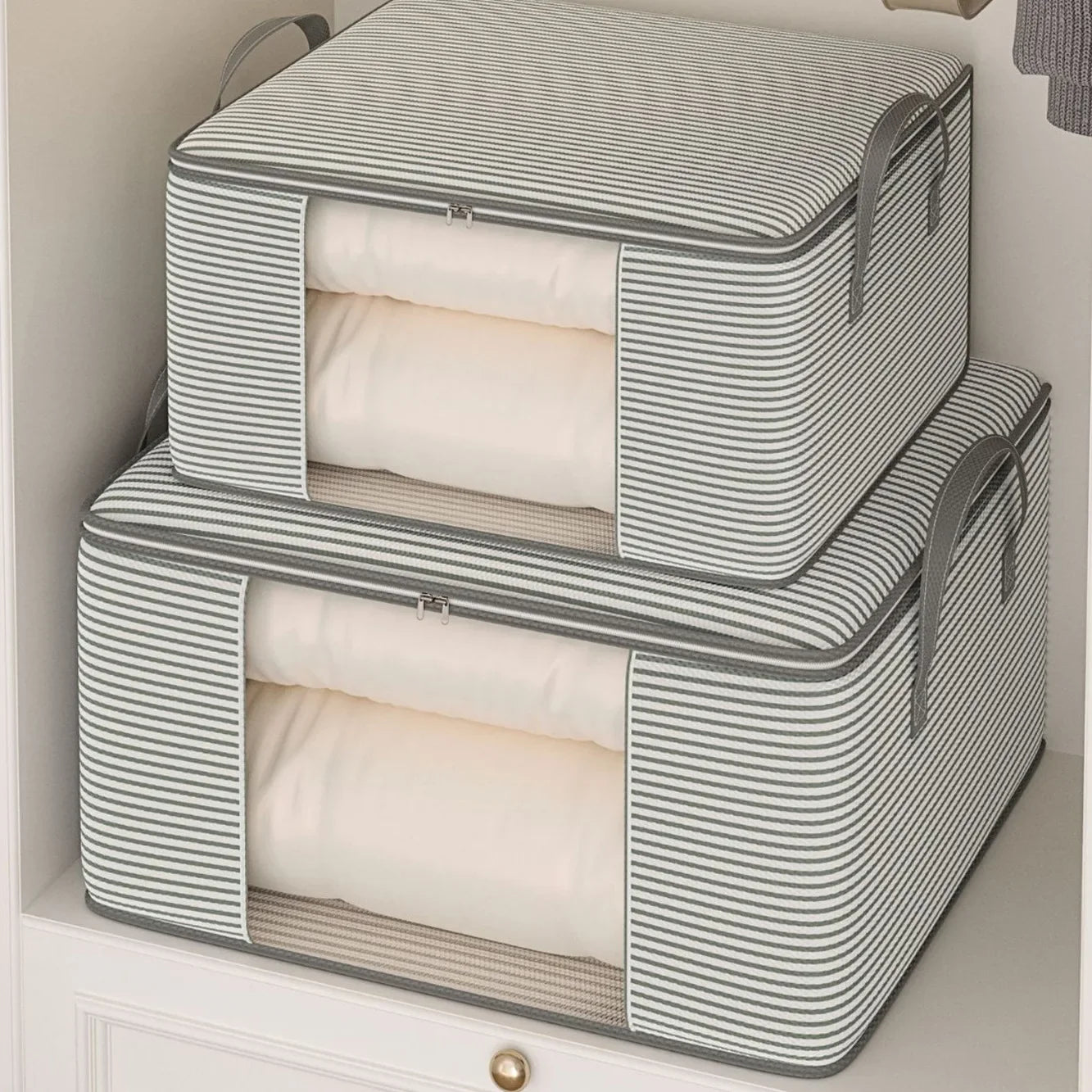 Storage Bag 120g Large Capacity Visual Clothes Quilt Organiser Box Shape 60cm - Grey