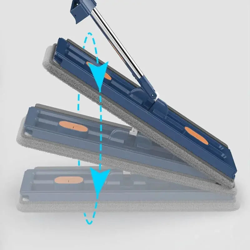 Flat Mop Microfiber Floor Cleaner Slide Type Wet Dry Cleaning Mop Rag 6 Pcs Blue