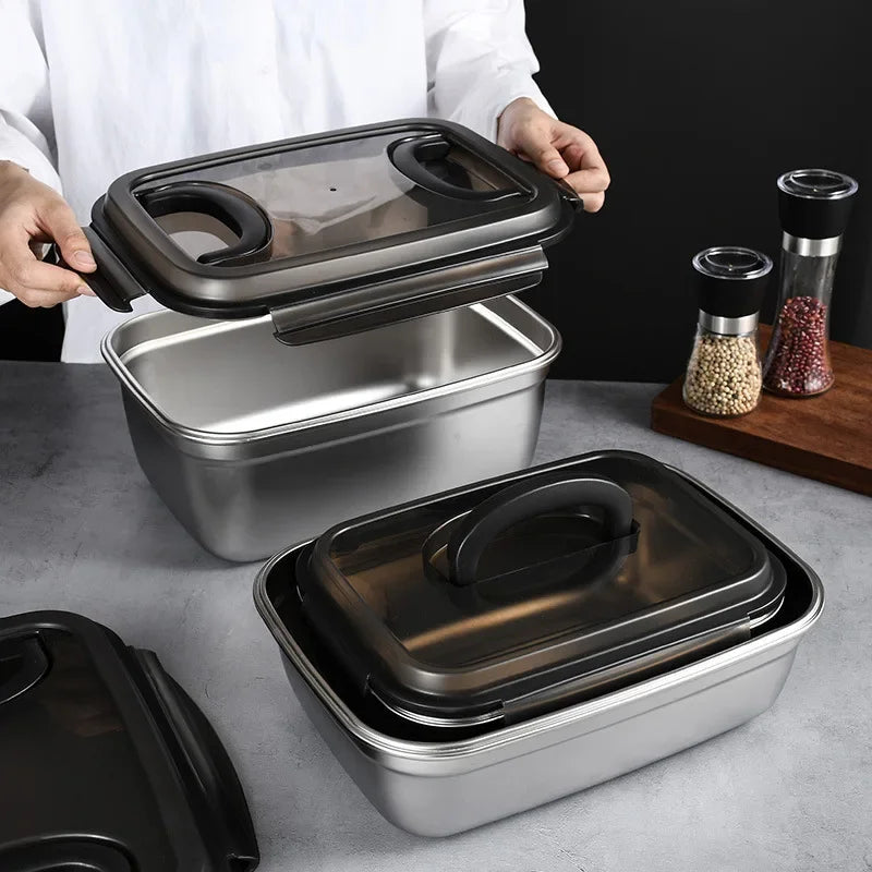 Lunch Box 3.8L 304 Stainless Steel Food Storage Container with Sealed Lid and Carry Handle